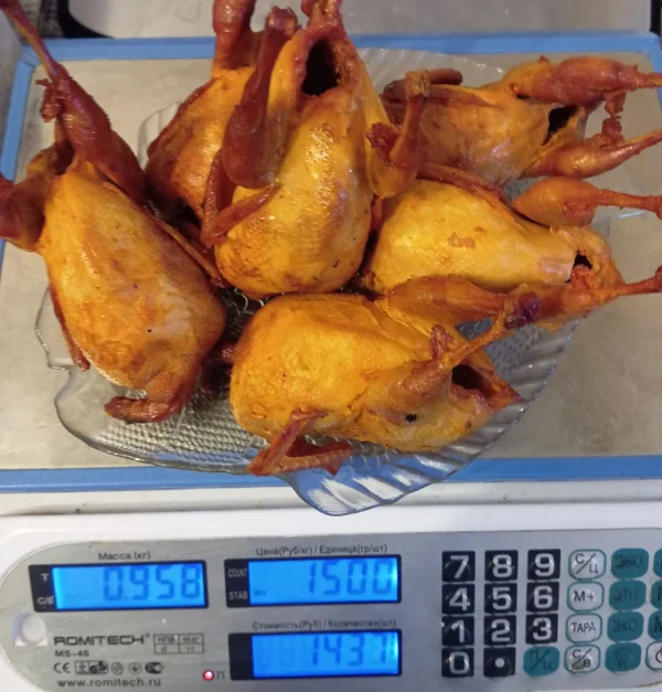 Перепела горячего копчения