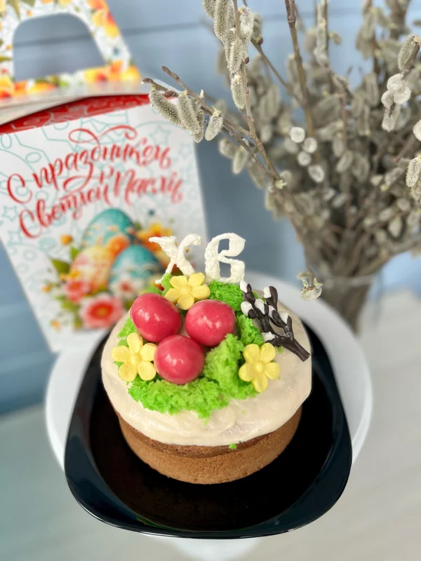 Кулич творожный с цукатами в яблочном маршмеллоу