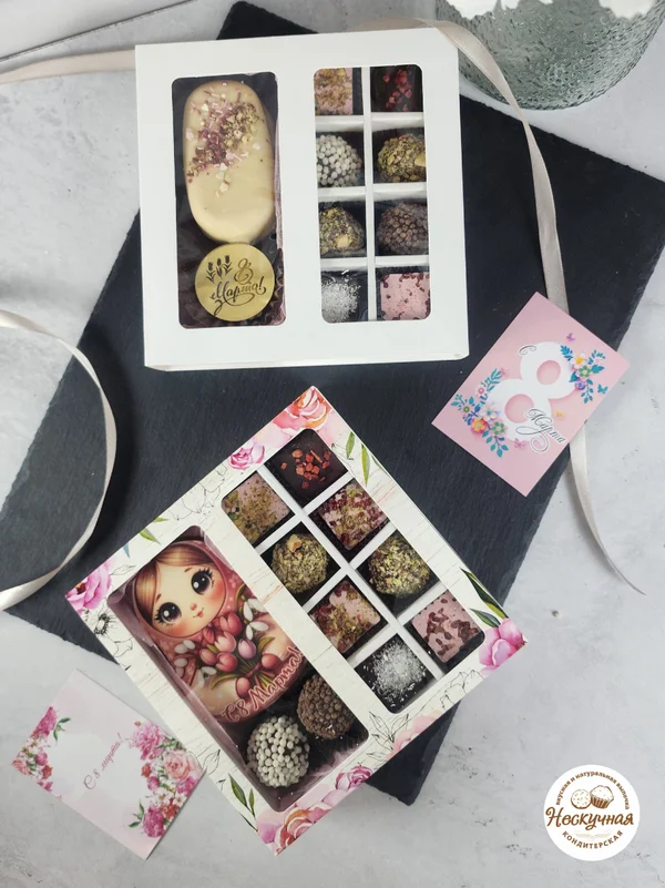 Набор с матрешкой (шоколадный пряник, авторский чай, трюфели, суфлейные конфеты)