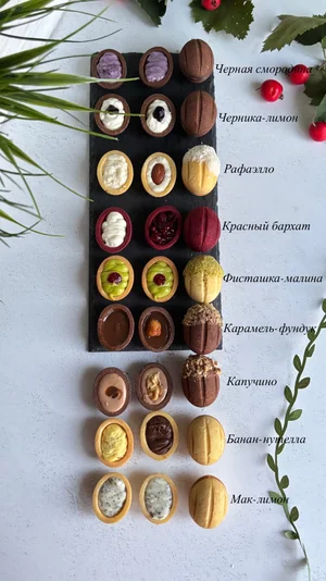 Орешки-ассорти с грибочками (печенье в шоколаде)