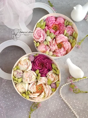 Коробочки с зефирными цветами