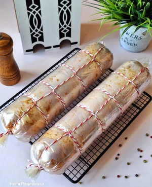 Курочка вязанка в беконе с картофелем, грибами и сыром