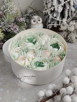 Зефирная, зимняя коробочка в ментоловых оттенках