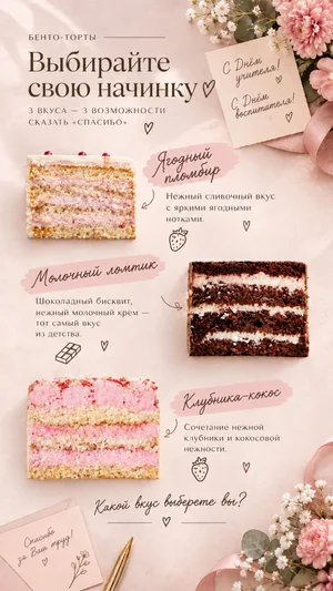Бенто-торты с цветами